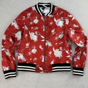 Alice Olivia Lonnie Reversible Silk Bomber Jacket Womens S Floral Red $795